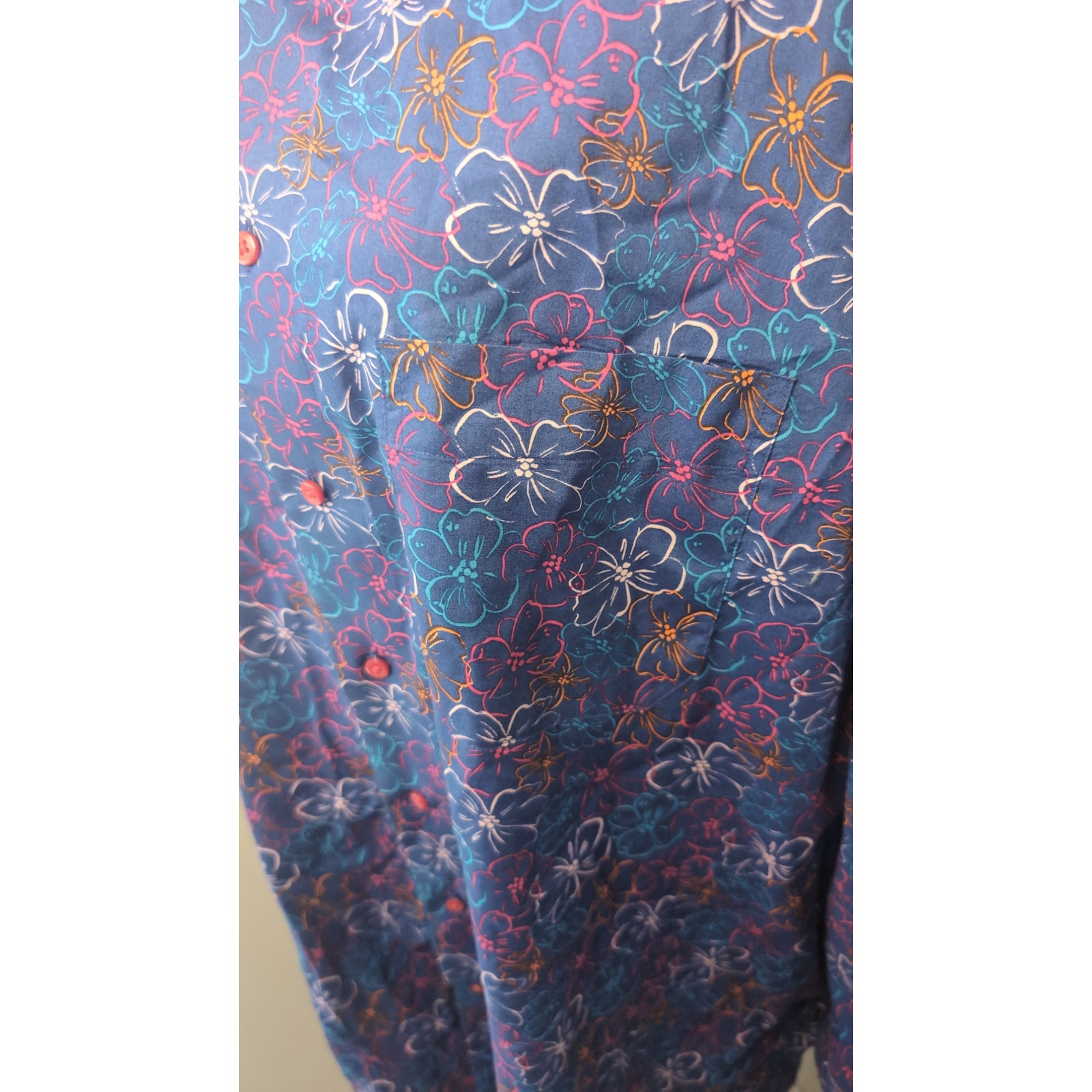 Paul Fredrick 3xl Floral Button Down Shirt Blue Pink Classic Fit Dress Shirt — image 2 of 7